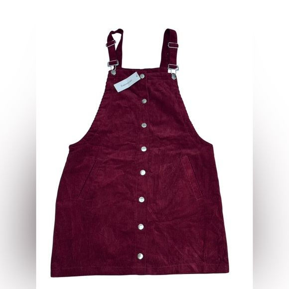 Women's Burgundy Corduroy Overall Dress - Picture 2 of 4